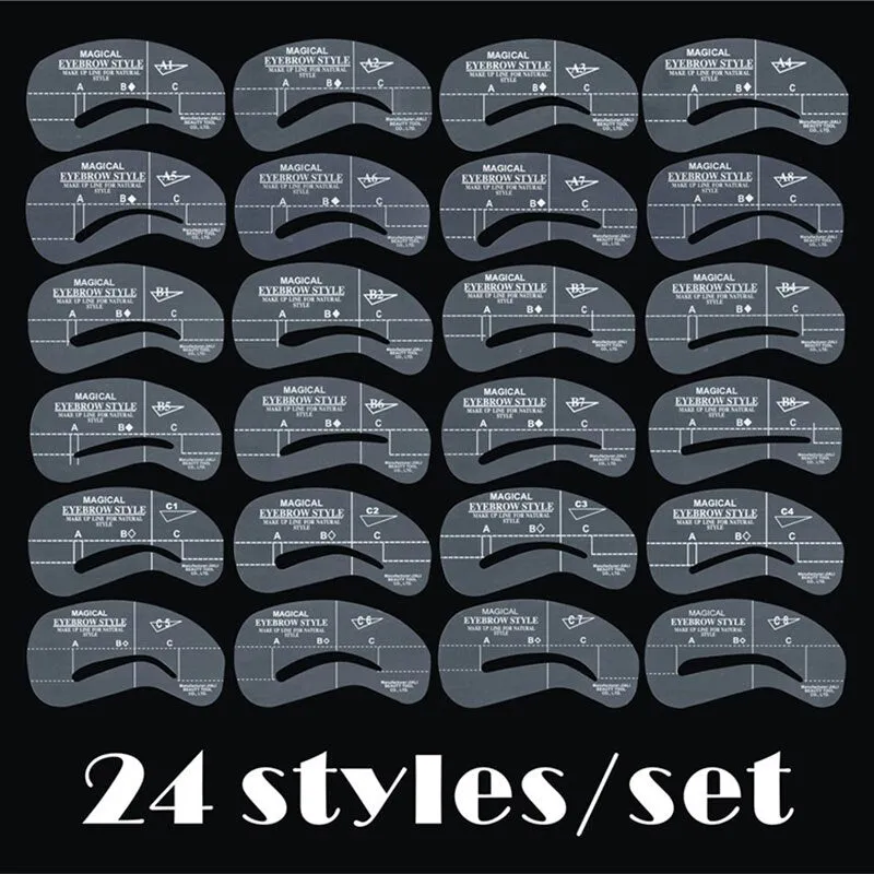 24pcs/set Grooming Stencil Kit MakeUp Shaping DIY Beauty Eyebrow Template Stencils Make up Shaper Tools Accessories