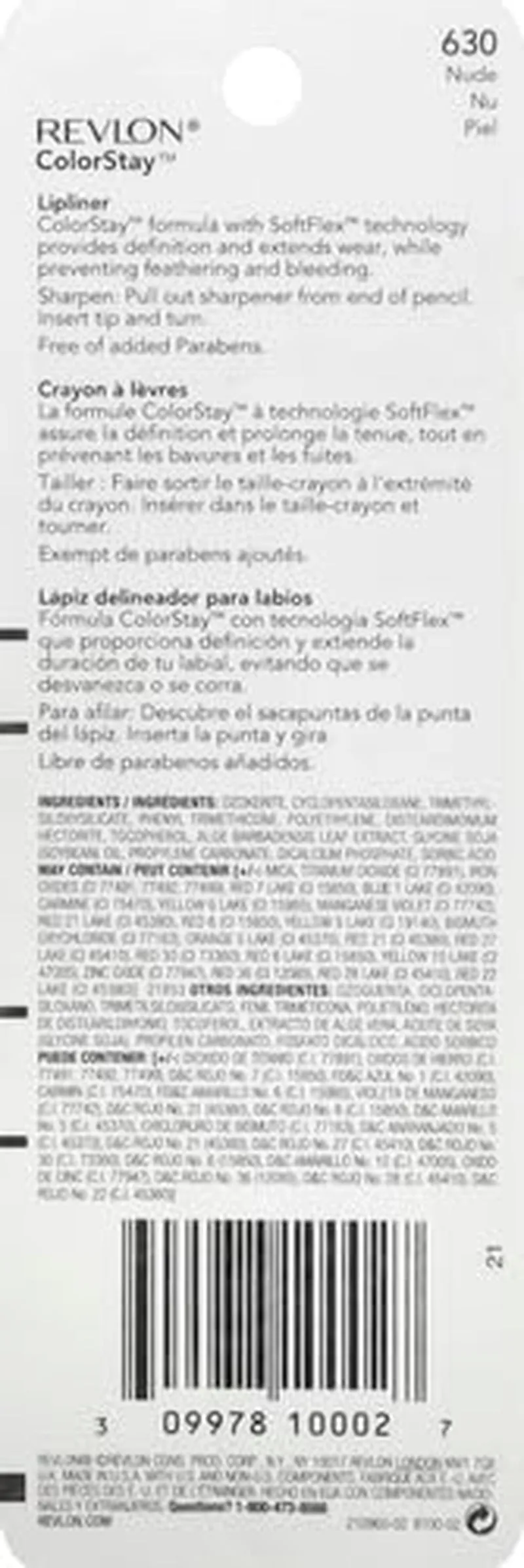 ColorStay Lip Liner with Sharpener - Long-Lasting Nude Shade, 0.01 Oz
