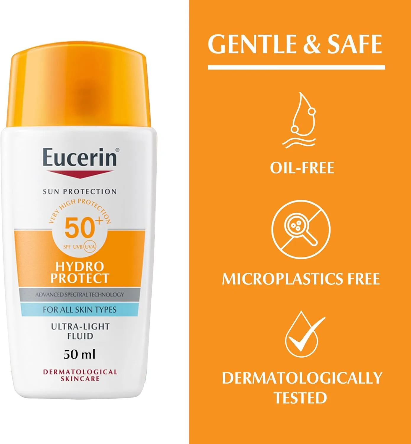 EUCERIN Sunscreen Hydro Protect Face Ultra Light Fluid SPF 50  | High UVA/UVB Protection for All Skin Types