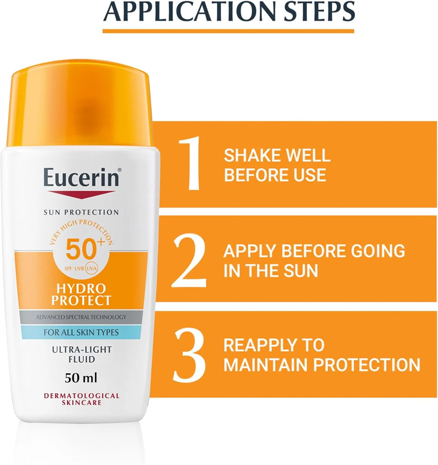 EUCERIN Sunscreen Hydro Protect Face Ultra Light Fluid SPF 50  | High UVA/UVB Protection for All Skin Types