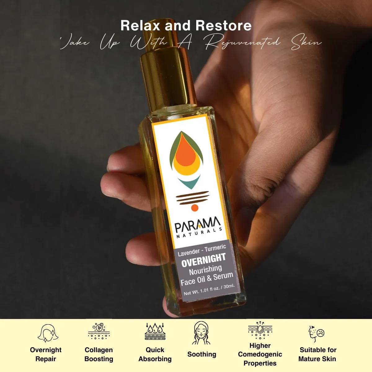Lavender-Turmeric Overnight Nourishing Face Oil & Serum- 30ml