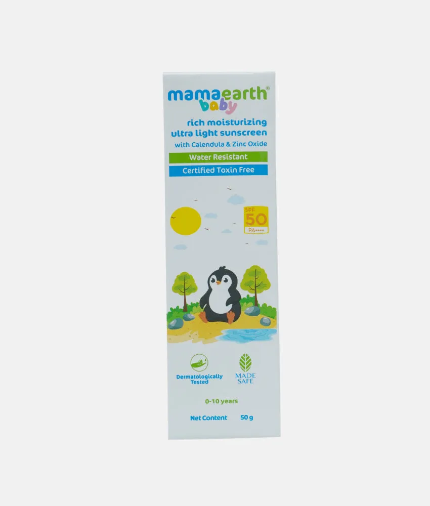 MAMAEARTH Baby Rich Moisturizing Ultra Light Sunscreen-50g SPF 50 & PA   
