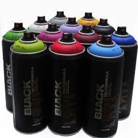 Montana BLACK 400ml Spray Paint 12 Pack - Popular Colors