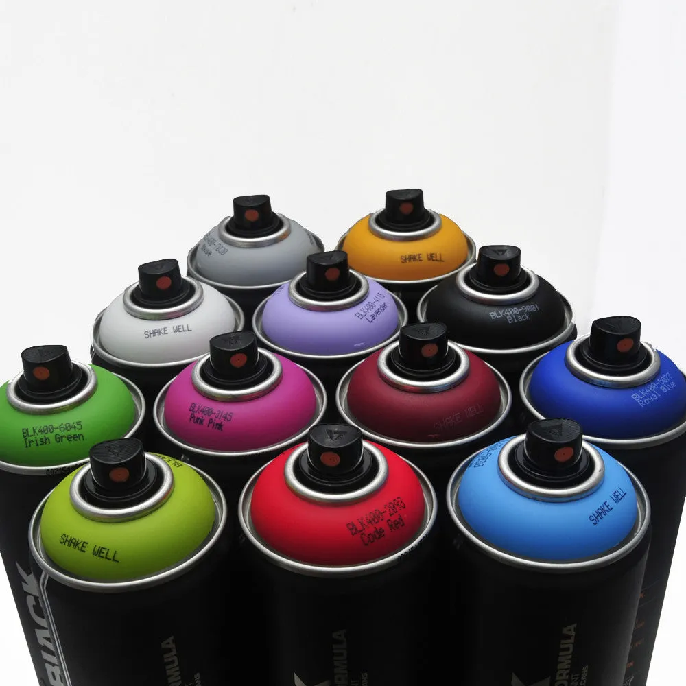 Montana BLACK 400ml Spray Paint 12 Pack - Popular Colors