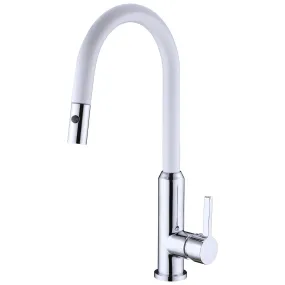 Nero Pearl Pull Out Sink Mixer with Vegie Spray Function White Chrome YSW2317-08-CW