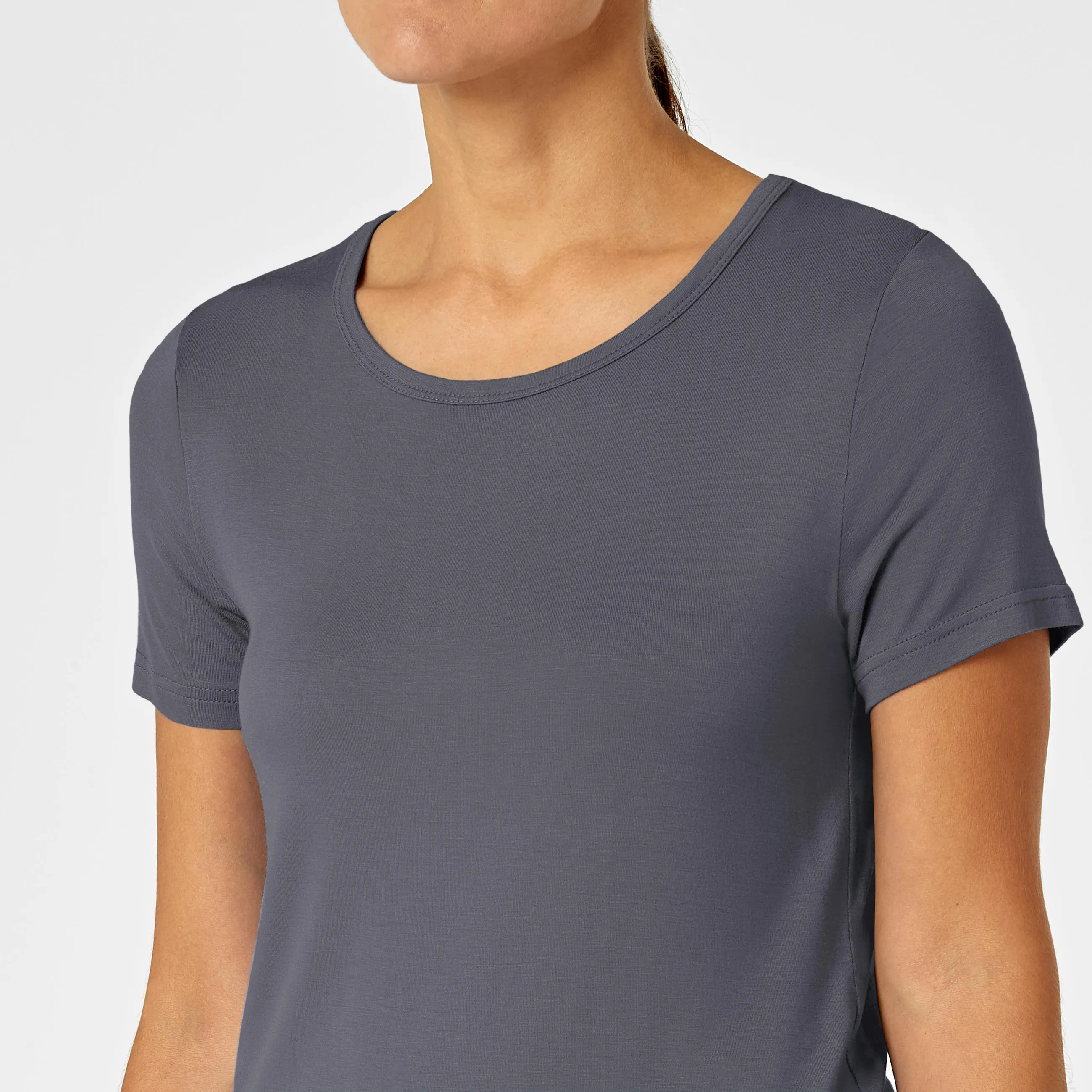 Silky Knit Short Sleeve Tee - Pewter
