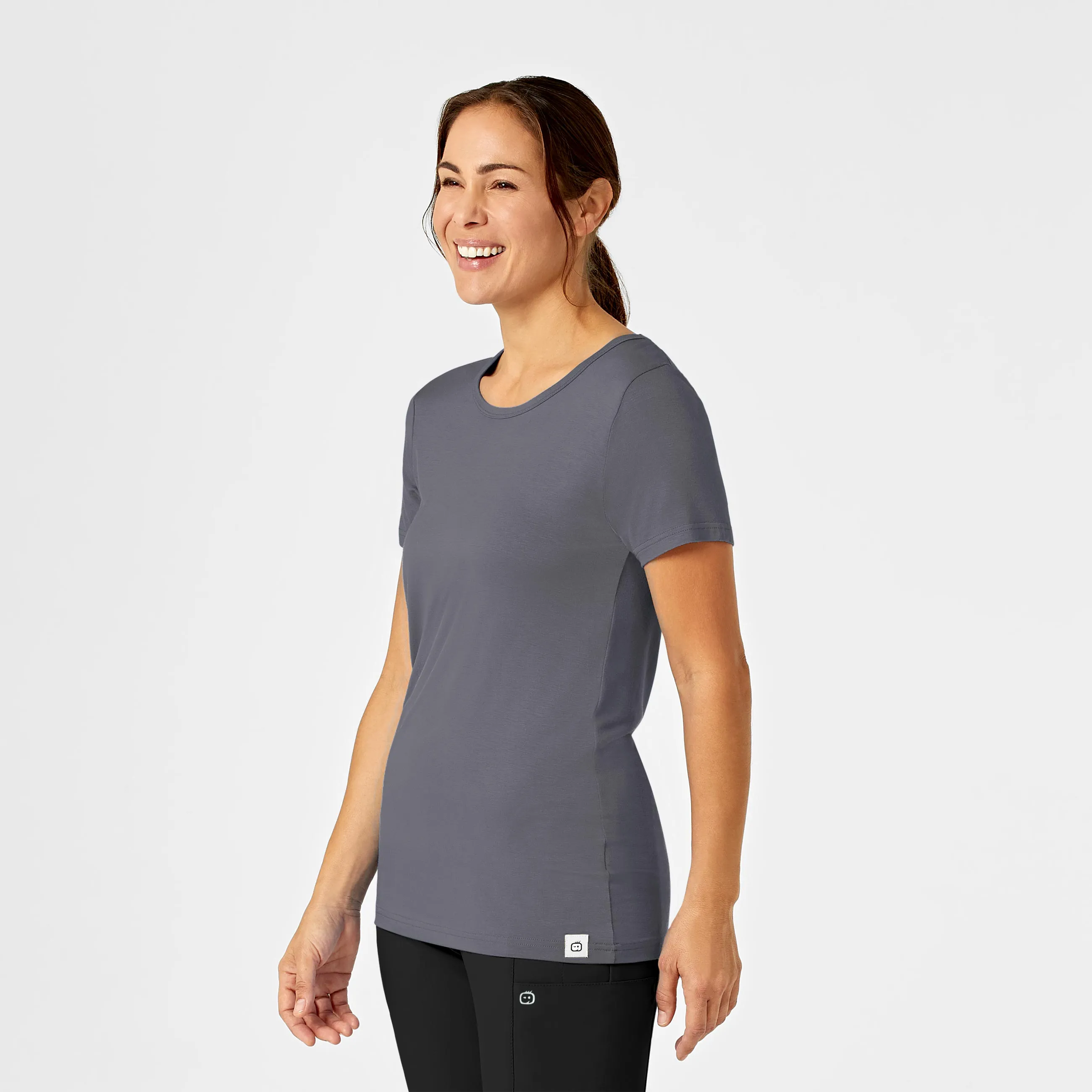 Silky Knit Short Sleeve Tee - Pewter
